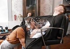 The Barber Indulges In Gay Sex After Seeing Twink Masturbating.