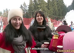 Amateurs Chick Humping In The Snow - Public