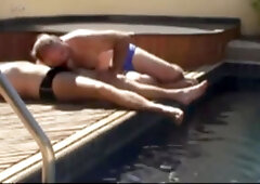 moustached daddy and bear fip flop sex by the pool 4