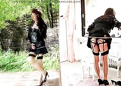 Outdoor Jizz flow In My Shiny Satin Gown