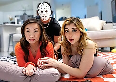 StepSiblingsCaught and her hot girlfriend love FFM fuck so much