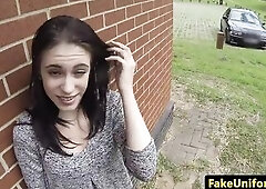 Outdoors pov fucked into ass youthful hottie takes officer penis ATM