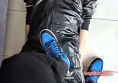 Intense ballbusting scene