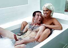 Charli Phoenix sucks and tit fucks stepson’s dick before getting laid