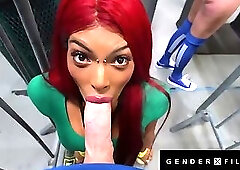 GENDERX FILMS - Security Pat Down Gone Wild- Trans Guards Tag-Team Fan’s Cock / Security Guards Lola