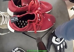 Adidas, gay shoes, gay leather gloves