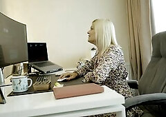 Curly mother I'd like to fuck Licks Her Feet and Presents Her Shaggy Twat