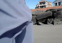 Jerking off on public beach-Big Cum Shot-Hairy Bear 6