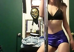 Amateur brunette Michelle with small tit