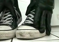 Converse Sneakers & Rubber Jockstrap Jerk Off