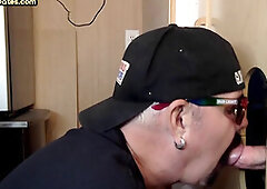 Gloryhole greedy amateur BJ DILF drilled after cocksucking