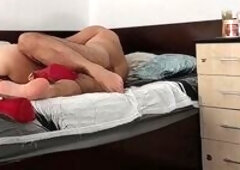 Sexy pair foreplay cunt hair, large booty. Wife hirsute vagina large titties