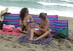 Helena Price and Nikki Brooks Go Topless for Foot-Fetish Nude Beach Romp, Flashing Big Tits and Fe