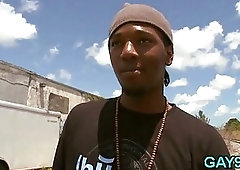 Black gay fucks white pal