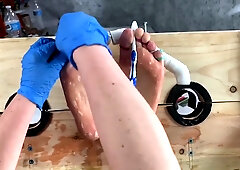 Feet In Stocks, Toes Tied Down Soapy Scrub Down