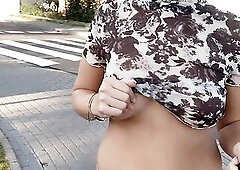 public flashing of twat and titties absolutely in nature's garb walk