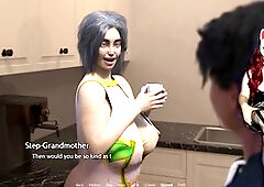 Busty babe in an upskirt shot with no panties showing off her natural curves