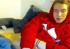 Beautiful Cute Teen Blonde Wank On Red Sweat Shirt