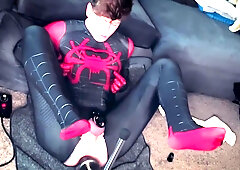 Super Hero Spiderman Cosplay Twink Getting Fucked By Machine